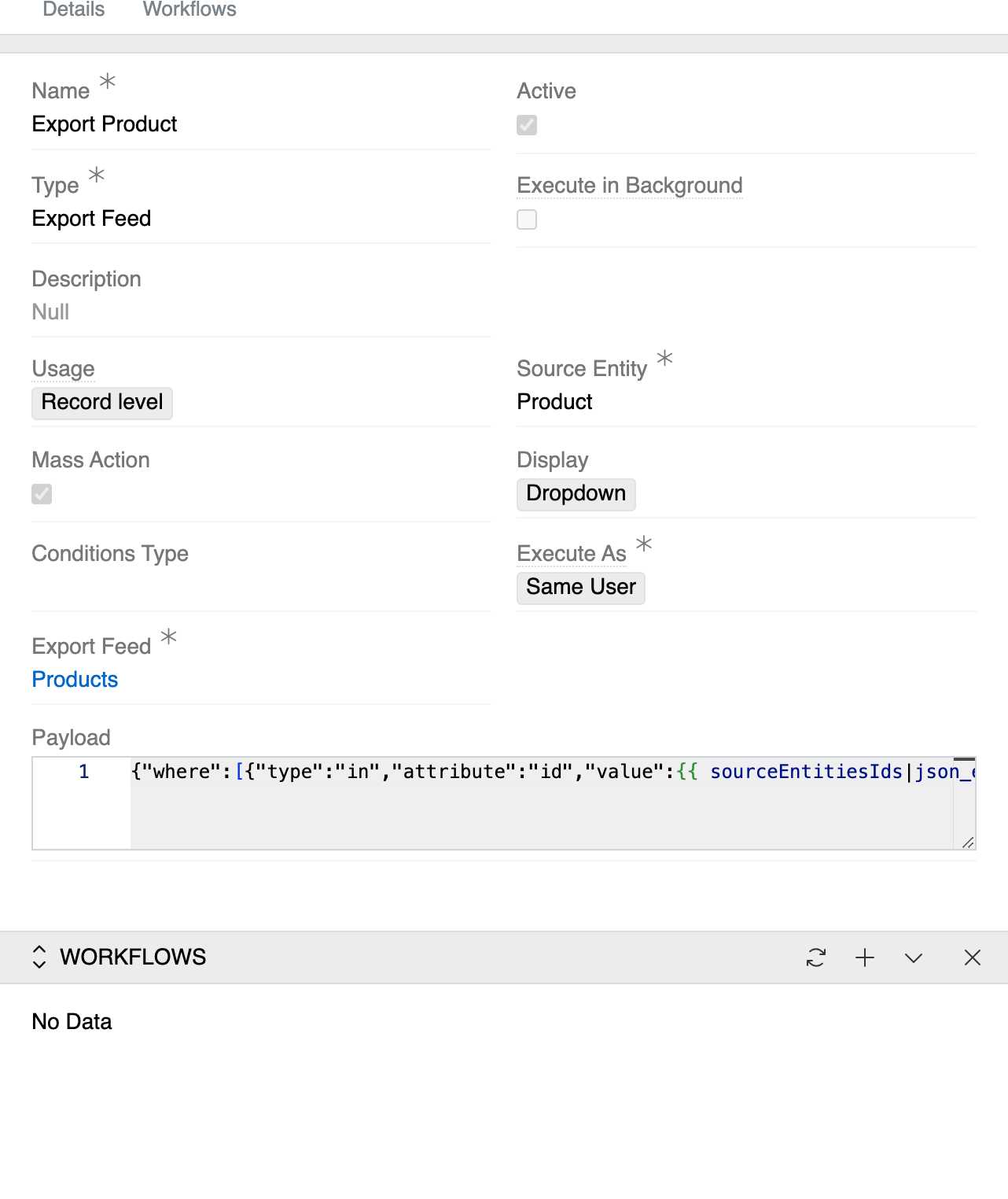 Export Feed Configuration