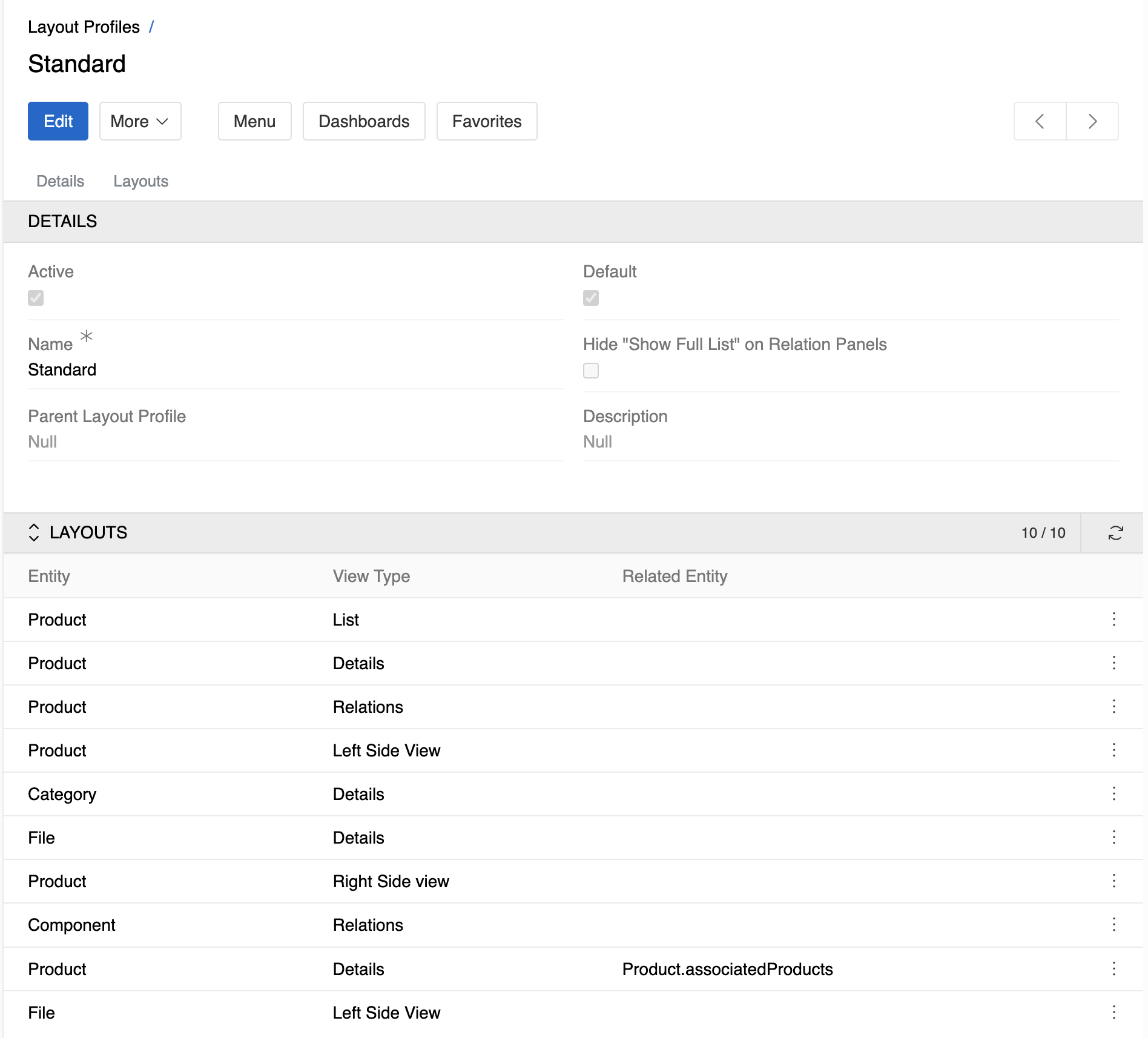 Layout Profile Details