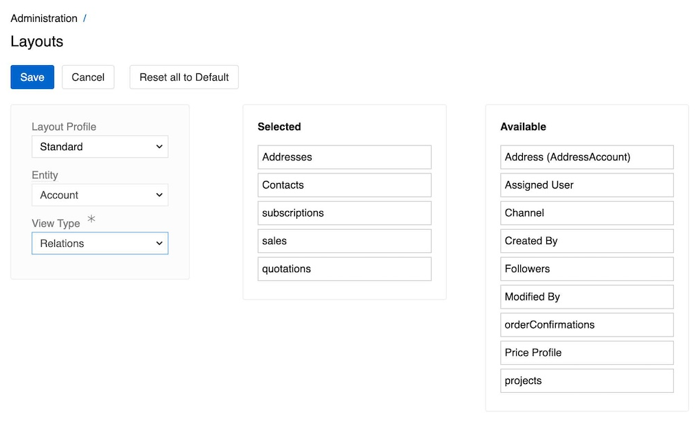 Layouts Relations View