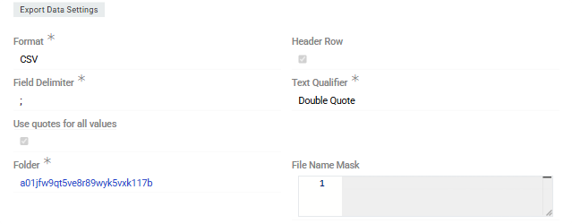 Export Data Settings Panel