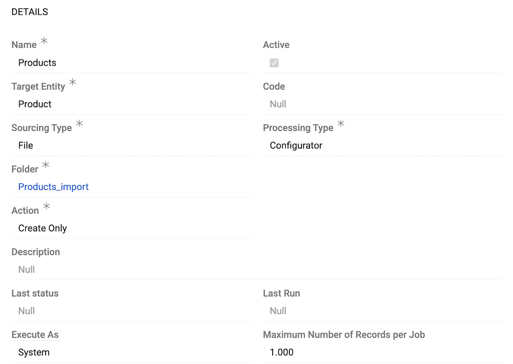 Import feed details