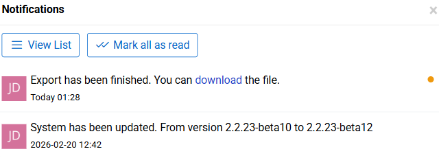 Export Notification