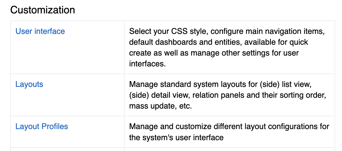 Layouts Main Interface