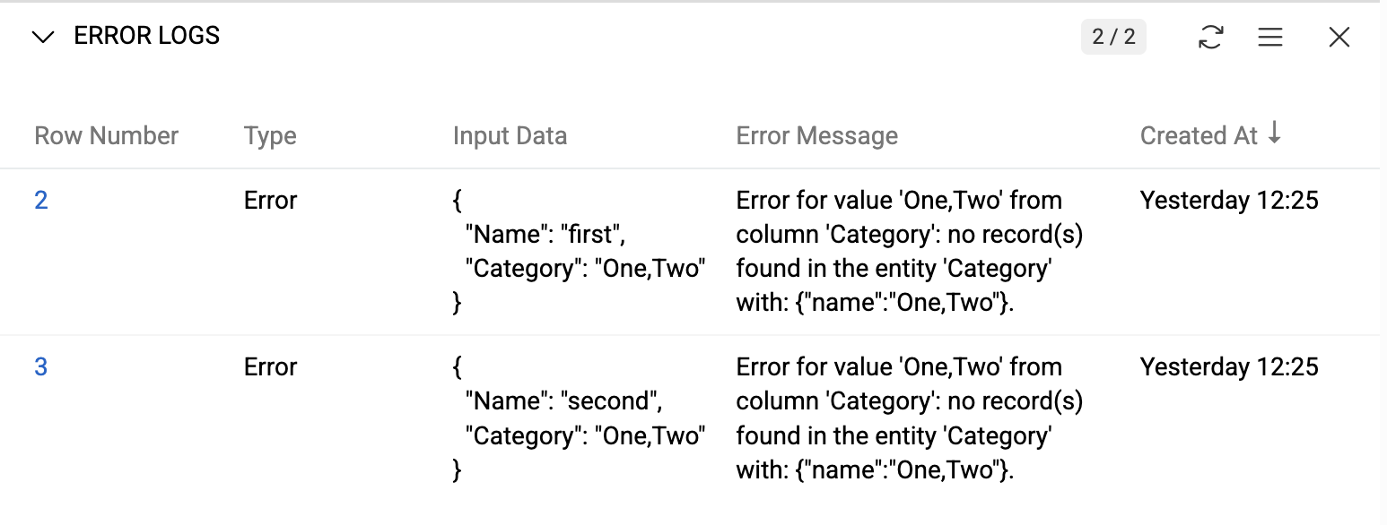 Import Execution logs