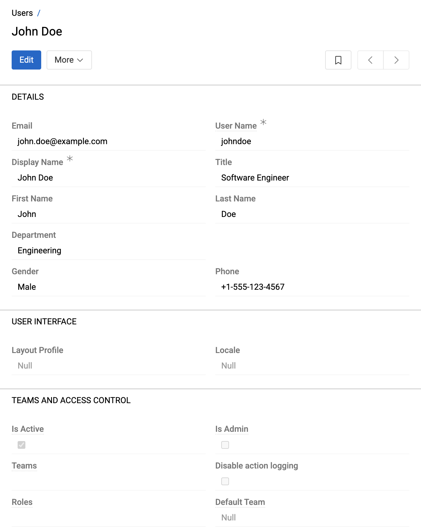 User Detail View