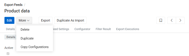 Export Feed Actions