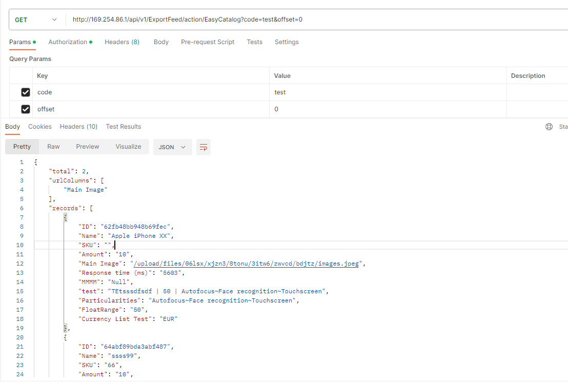 Export Rest Api Example