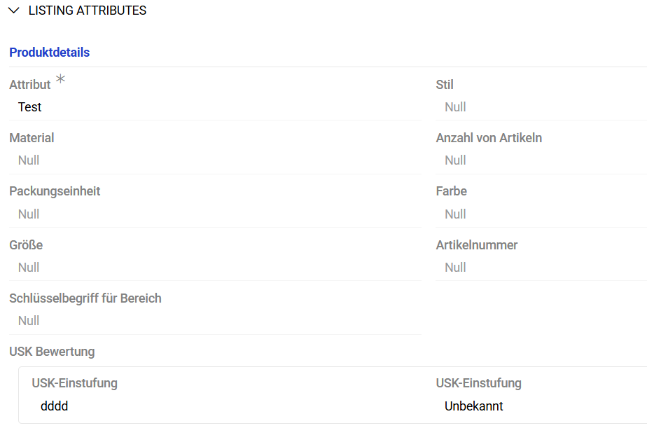 Listing attributes