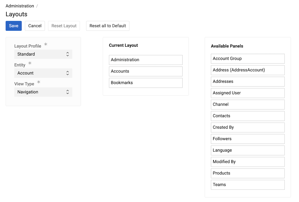 Layouts Navigation Configuration