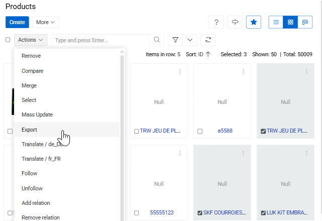 Export From Entity Action
