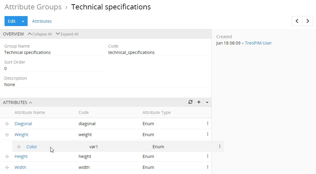Attributes order change