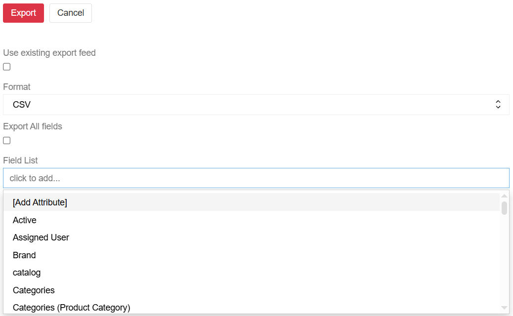 Export not using existing export feed