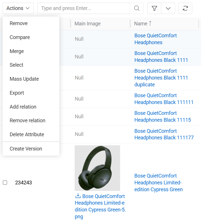 Products mass actions