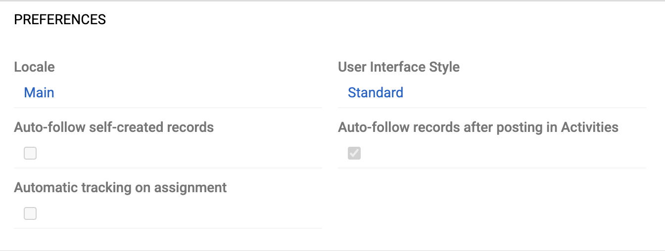 User preferences