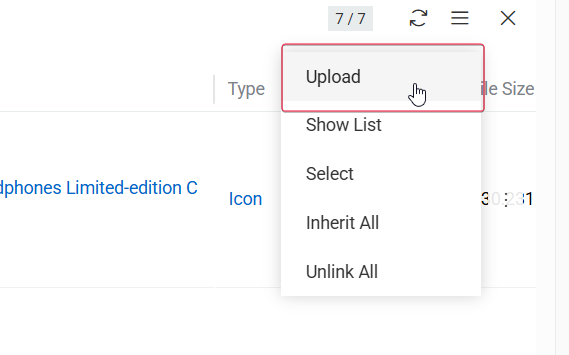 `Upload` option