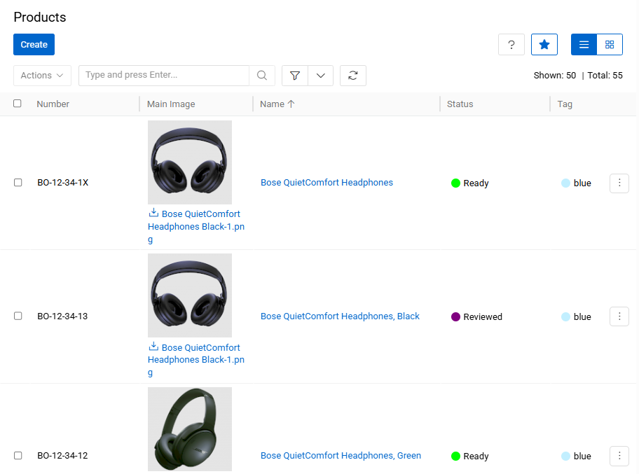 Products List View Page