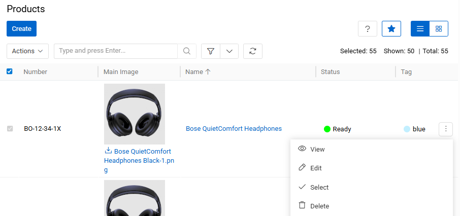 Products single record actions