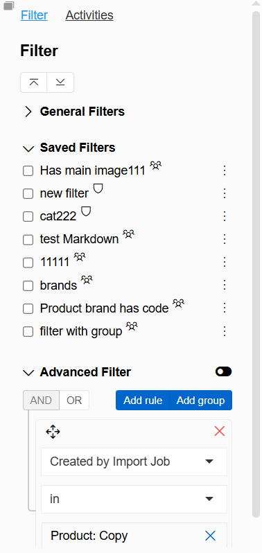Filter tab