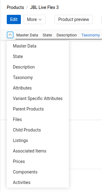 Panel navigation dropdown