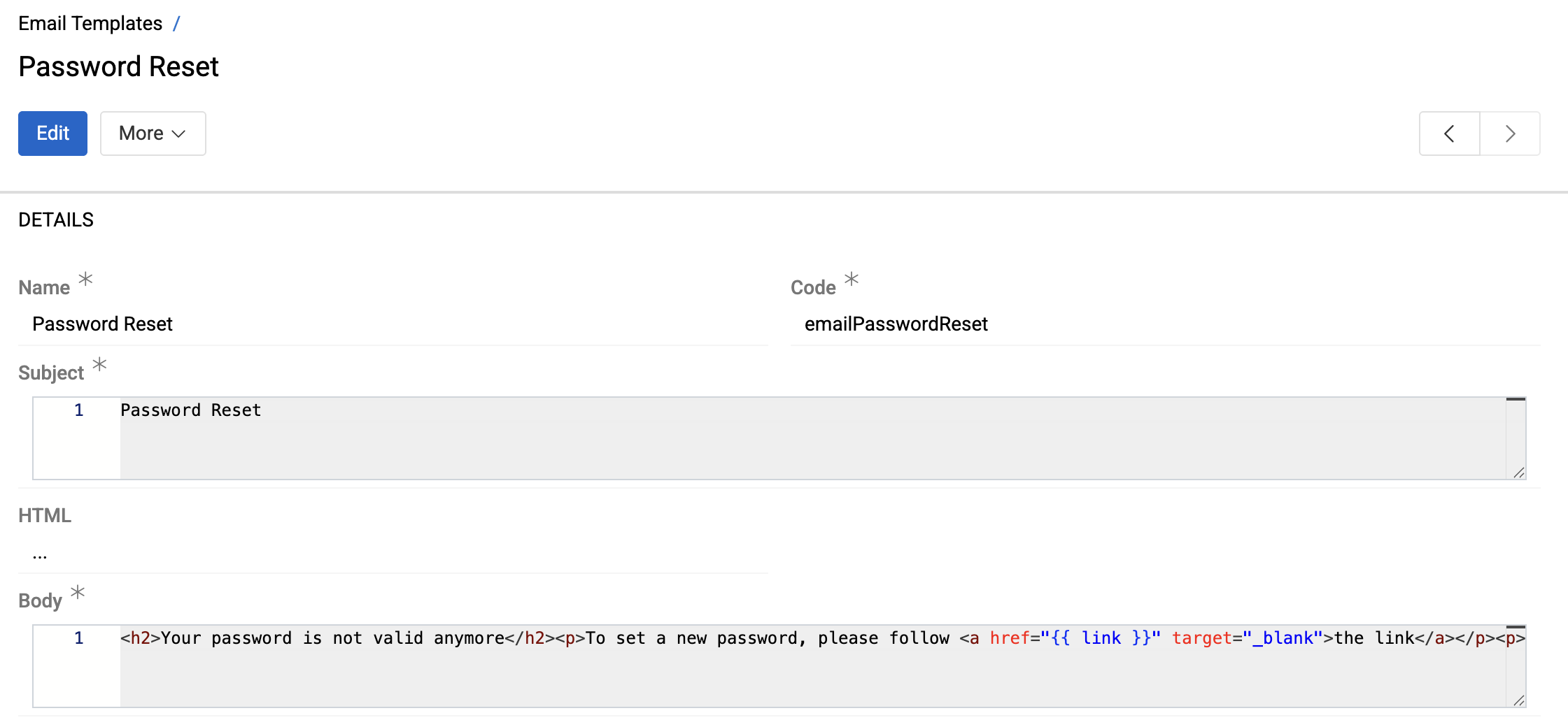 Reset password