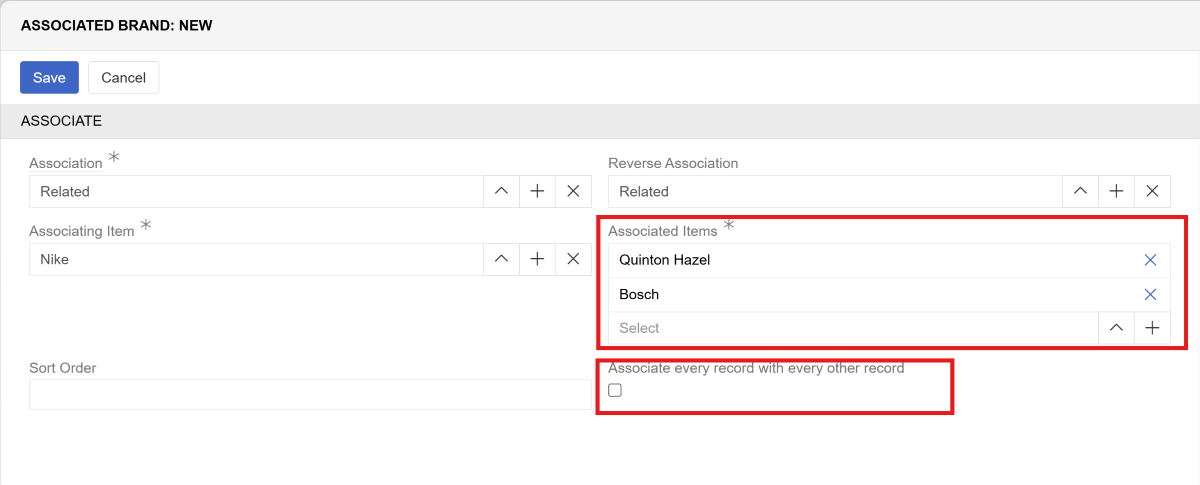 Associate relation creation