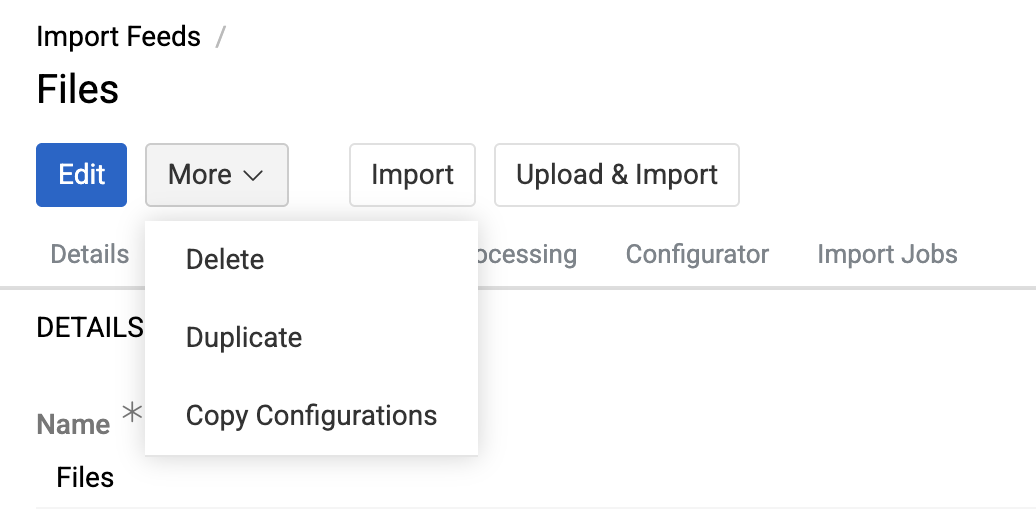 Import feed actions