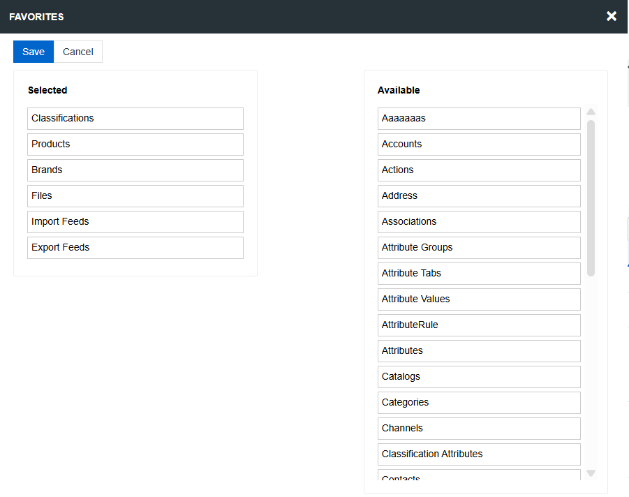 Config Favorites