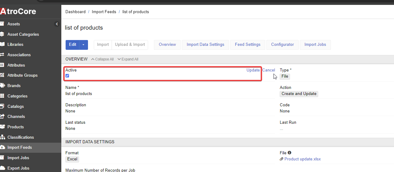 active checkbox