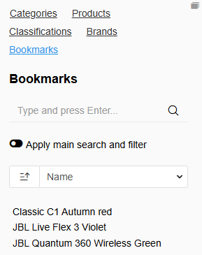 Bookmarks in list view